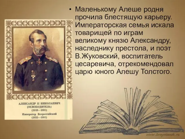 Маленькому Алеше родня прочила блестящую карьеру. Императорская семья искала товарищей по