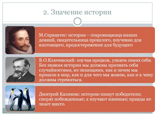 2. Значение истории