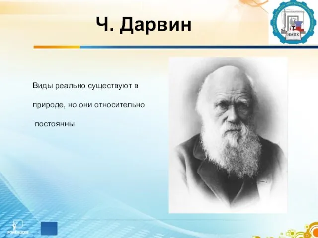 Ч. Дарвин Виды реально существуют в природе, но они относительно постоянны