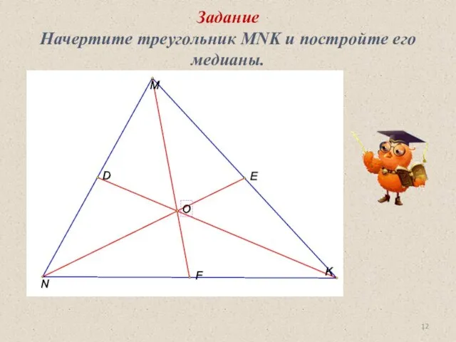 Задание Начертите треугольник MNK и постройте его медианы.