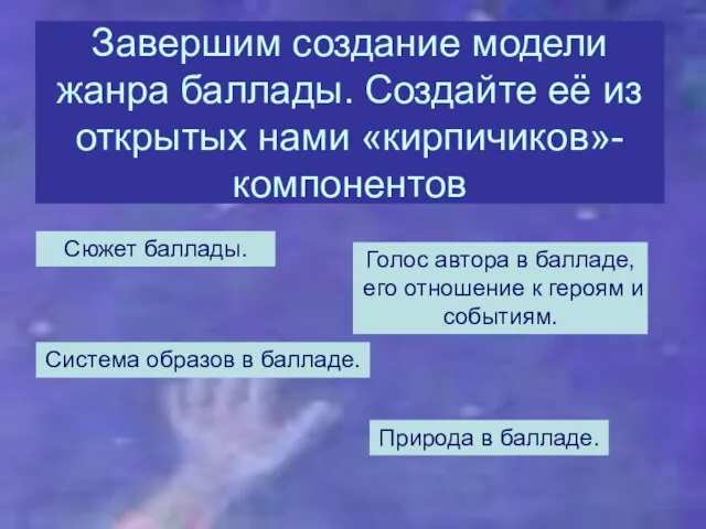 Завершим создание модели жанра баллады. Создайте её из открытых нами «кирпичиков»-компонентов