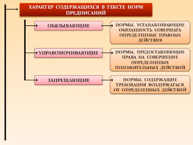 ХАРАКТЕР СОДЕРЖАЩИХСЯ В ТЕКСТЕ НОРМ ПРЕДПИСАНИЙ ОБЯЗЫВАЮЩИЕ НОРМЫ, УСТАНАВЛИВАЮЩИЕ ОБЯЗАННОСТЬ СОВЕРШАТЬ