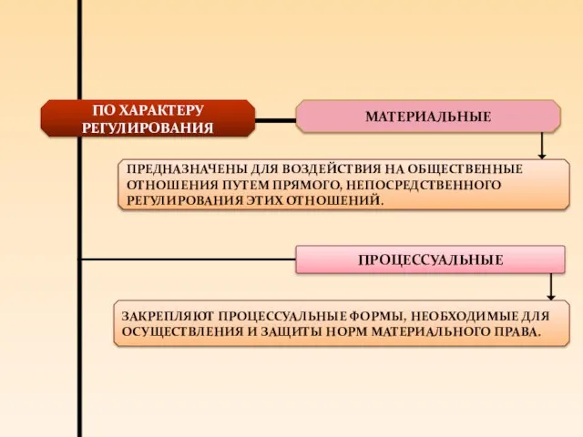 ПО ХАРАКТЕРУ РЕГУЛИРОВАНИЯ МАТЕРИАЛЬНЫЕ ПРЕДНАЗНАЧЕНЫ ДЛЯ ВОЗДЕЙСТВИЯ НА ОБЩЕСТВЕННЫЕ ОТНОШЕНИЯ ПУТЕМ