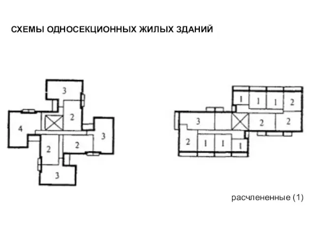 СХЕМЫ ОДНОСЕКЦИОННЫХ ЖИЛЫХ ЗДАНИЙ расчлененные (1)