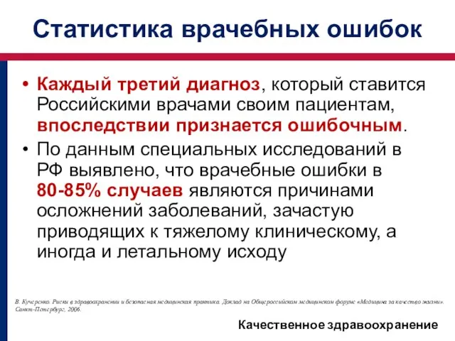 Каждый третий диагноз, который ставится Российскими врачами своим пациентам, впоследствии признается