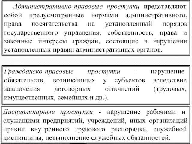 Административно-правовые проступки представляют собой предусмотренные нормами административного, права посягательства на установленный