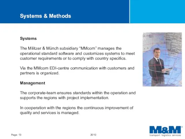 Systems & Methods Systems The Militzer & Münch subsidiary “MMcom” manages