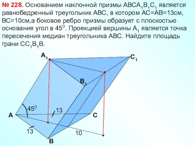 А B C1 B1 А1 C Основанием наклонной призмы АВСА1В1С1 является