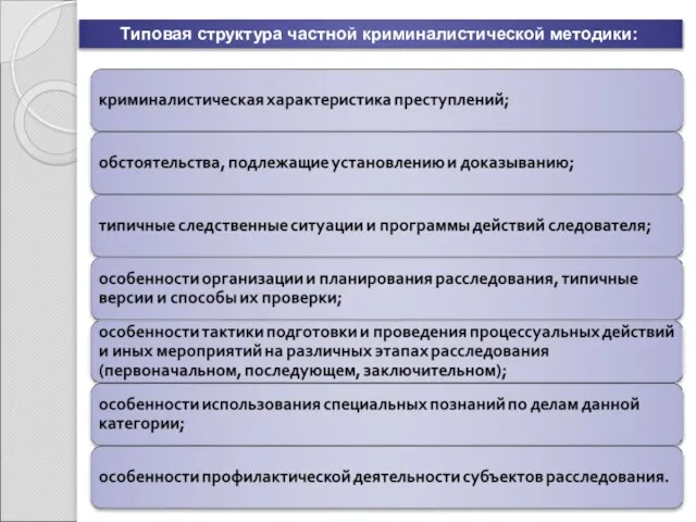 Типовая структура частной криминалистической методики: