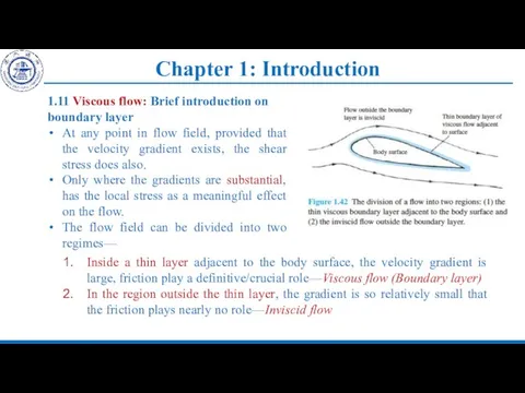 Chapter 1: Introduction 1.11 Viscous flow: Brief introduction on boundary layer