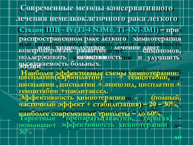 Современные методы консервативного лечения немелкоклеточного рака легкого Стадии IIIВ - IV(Т1-4