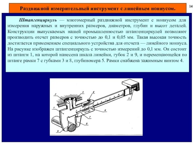 Раздвижной измерительный инструмент с линейным нониусом. 14 Штангенциркуль — многомерный раздвижной