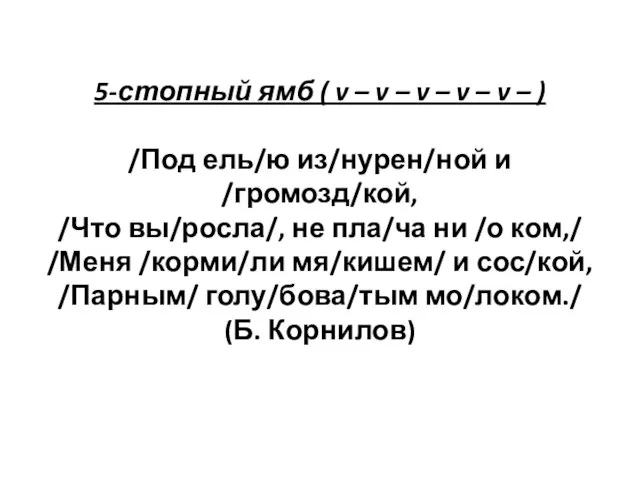 5-стопный ямб ( v – v – v – v –