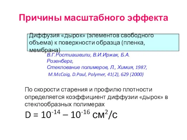 M.McCaig, D.Paul, Polymer, 41(2), 629 (2000) В.Г.Ростиашвили, В.И.Иржак, Б.А.Розенберг, Стеклование полимеров,