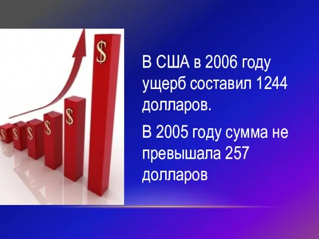 В США в 2006 году ущерб составил 1244 долларов. В 2005