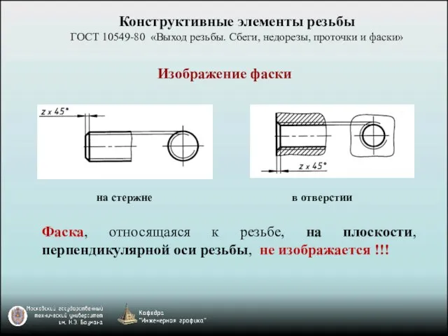 Конструктивные элементы резьбы ГОСТ 10549-80 «Выход резьбы. Сбеги, недорезы, проточки и