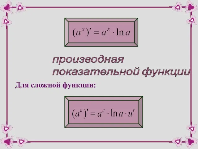 производная показательной функции Для сложной функции: