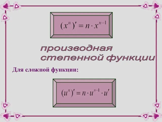 производная степенной функции Для сложной функции: