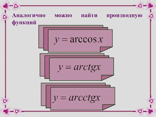 Аналогично можно найти производную функций