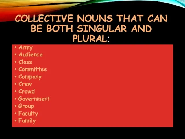 COLLECTIVE NOUNS THAT CAN BE BOTH SINGULAR AND PLURAL: Army Audience