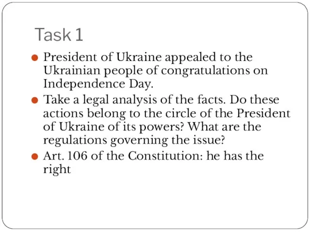 Task 1 President of Ukraine appealed to the Ukrainian people of