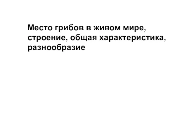 Место грибов в живом мире, строение, общая характеристика, разнообразие