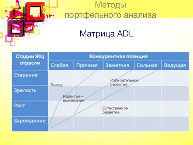 Матрица ADL Методы портфельного анализа