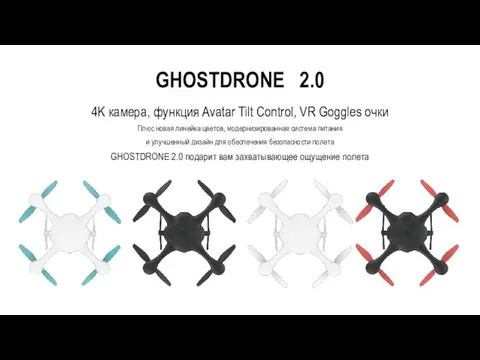GHOSTDRONE 2.0 4K камера, функция Avatar Tilt Control, VR Goggles очки