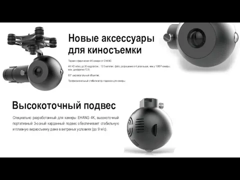 Новые аксессуары для киносъемки Первая сферическая 4K камера от EHANG 4K