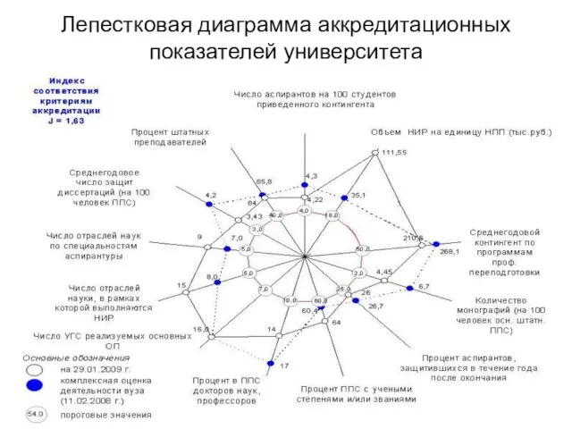 Лепестковая диаграмма аккредитационных показателей университета