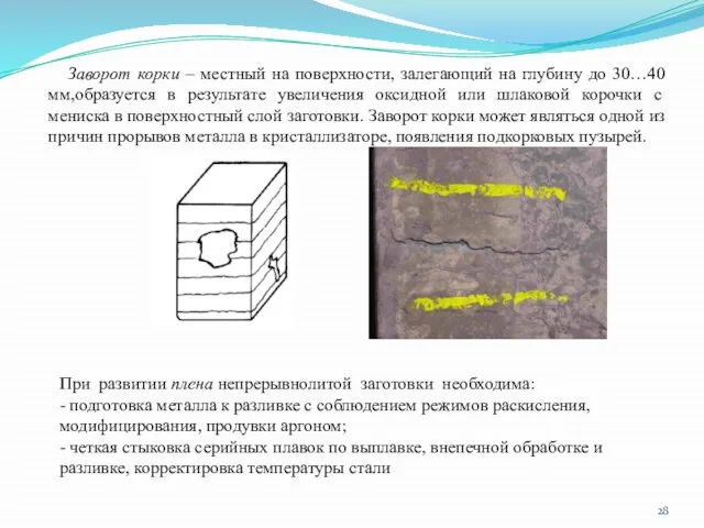 Заворот корки – местный на поверхности, залегающий на глубину до 30…40