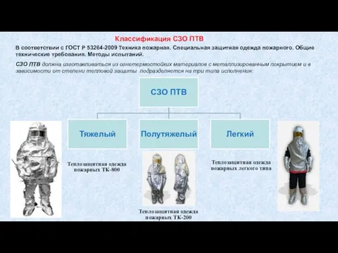 В соответствии с ГОСТ Р 53264-2009 Техника пожарная. Специальная защитная одежда