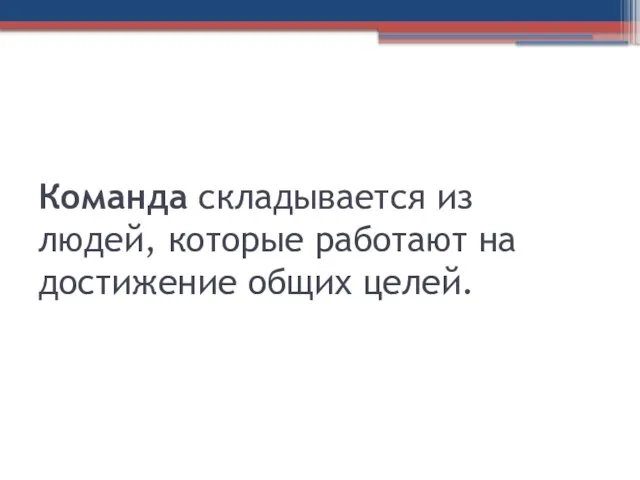 Команда складывается из людей, которые работают на достижение общих целей.