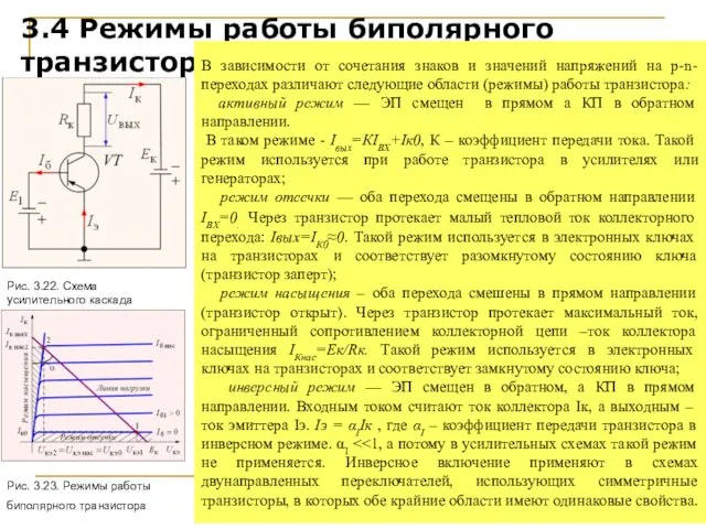 3.4 Режимы работы биполярного транзистора В зависимости от сочетания знаков и