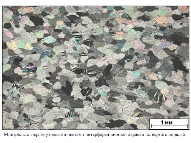 Минералы с перламутровыми цветами интерференционной окраски четвертого порядка