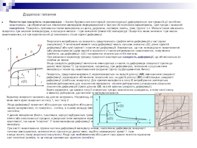 Додаткові питання Поняття про повзучість та релаксацію – Багато будівельних конструкцій