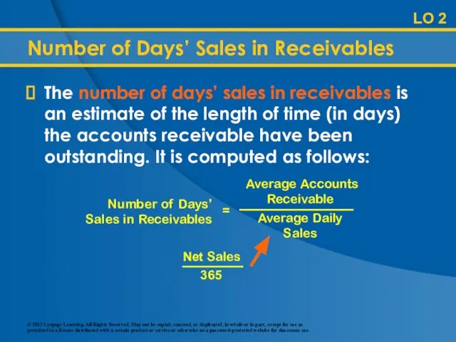 Number of Days’ Sales in Receivables The number of days’ sales