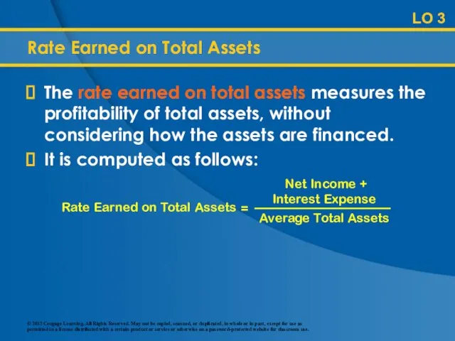 Rate Earned on Total Assets The rate earned on total assets