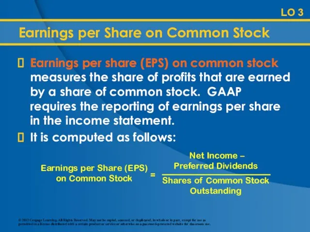 Earnings per Share on Common Stock Earnings per share (EPS) on
