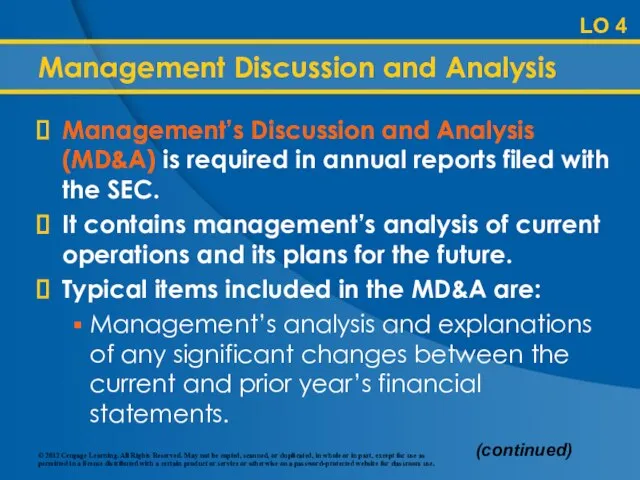 LO 4 Management Discussion and Analysis Management’s Discussion and Analysis (MD&A)