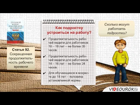 Как подростку устроиться на работу? Продолжительность рабо- чей недели для работников