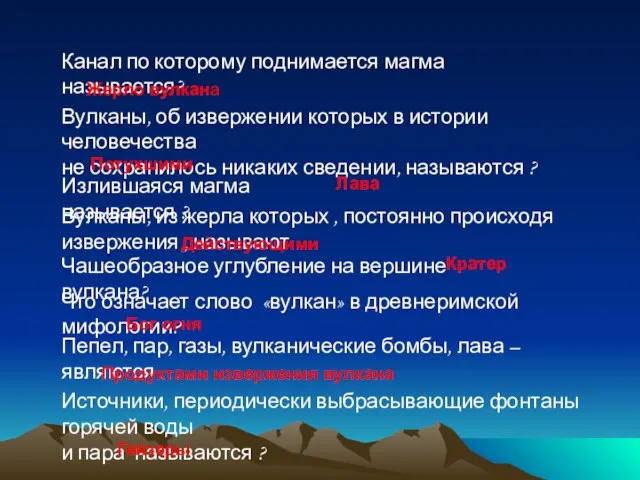 Канал по которому поднимается магма называется? Жерло вулкана Вулканы, об извержении