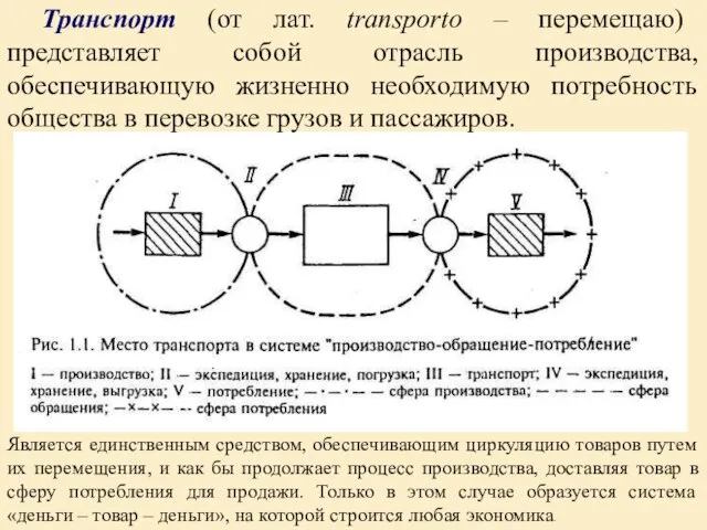 Транспорт (от лат. transporto – перемещаю) представляет собой отрасль производства, обеспечивающую