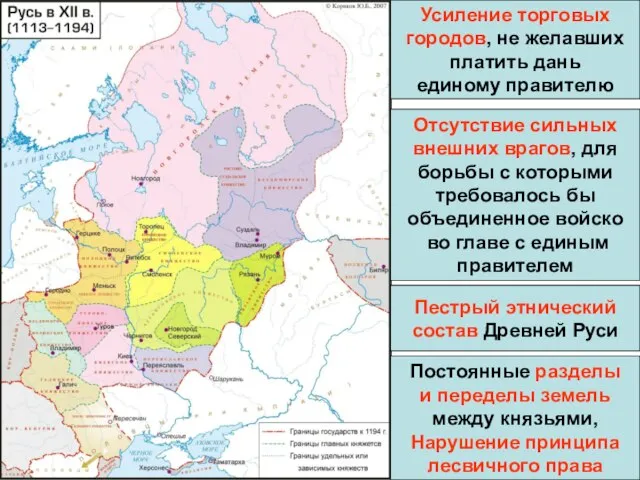 Усиление торговых городов, не желавших платить дань единому правителю Отсутствие сильных