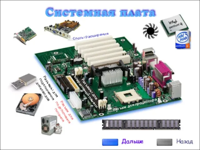 Системная плата Разъемы для оперативной памяти Разъем для процессора Разъем для
