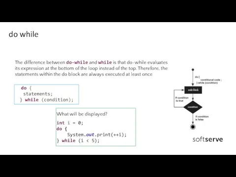 do while The difference between do-while and while is that do-while