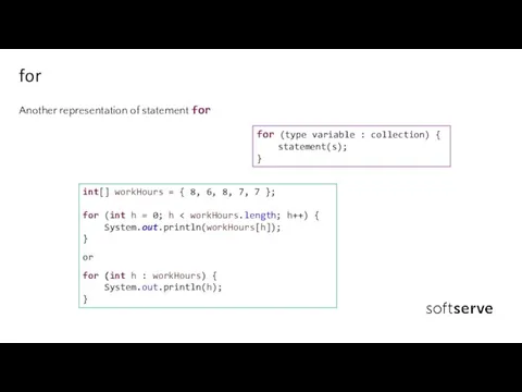 Another representation of statement for for for (type variable : collection)