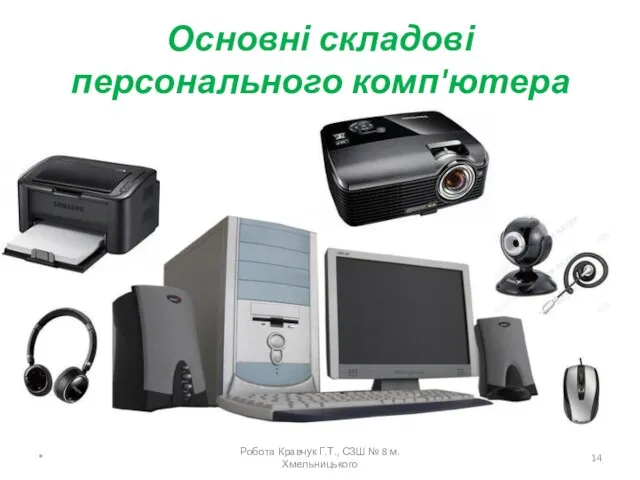 Основні складові персонального комп'ютера * Робота Кравчук Г.Т., СЗШ № 8 м.Хмельницького