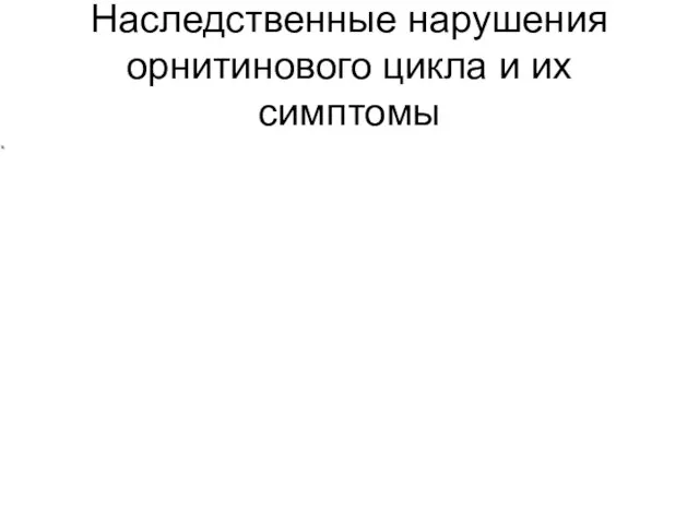 Наследственные нарушения орнитинового цикла и их симптомы