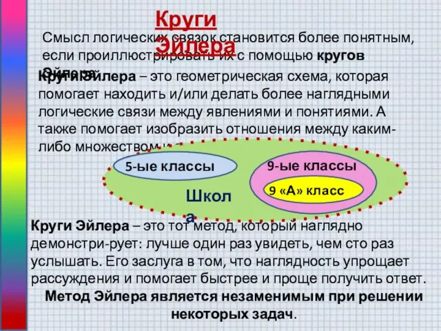 Смысл логических связок становится более понятным, если проиллюстрировать их с помощью